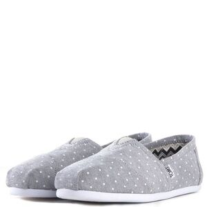 TOMS Classic Gray Polkadot Slip On Loafer Flats